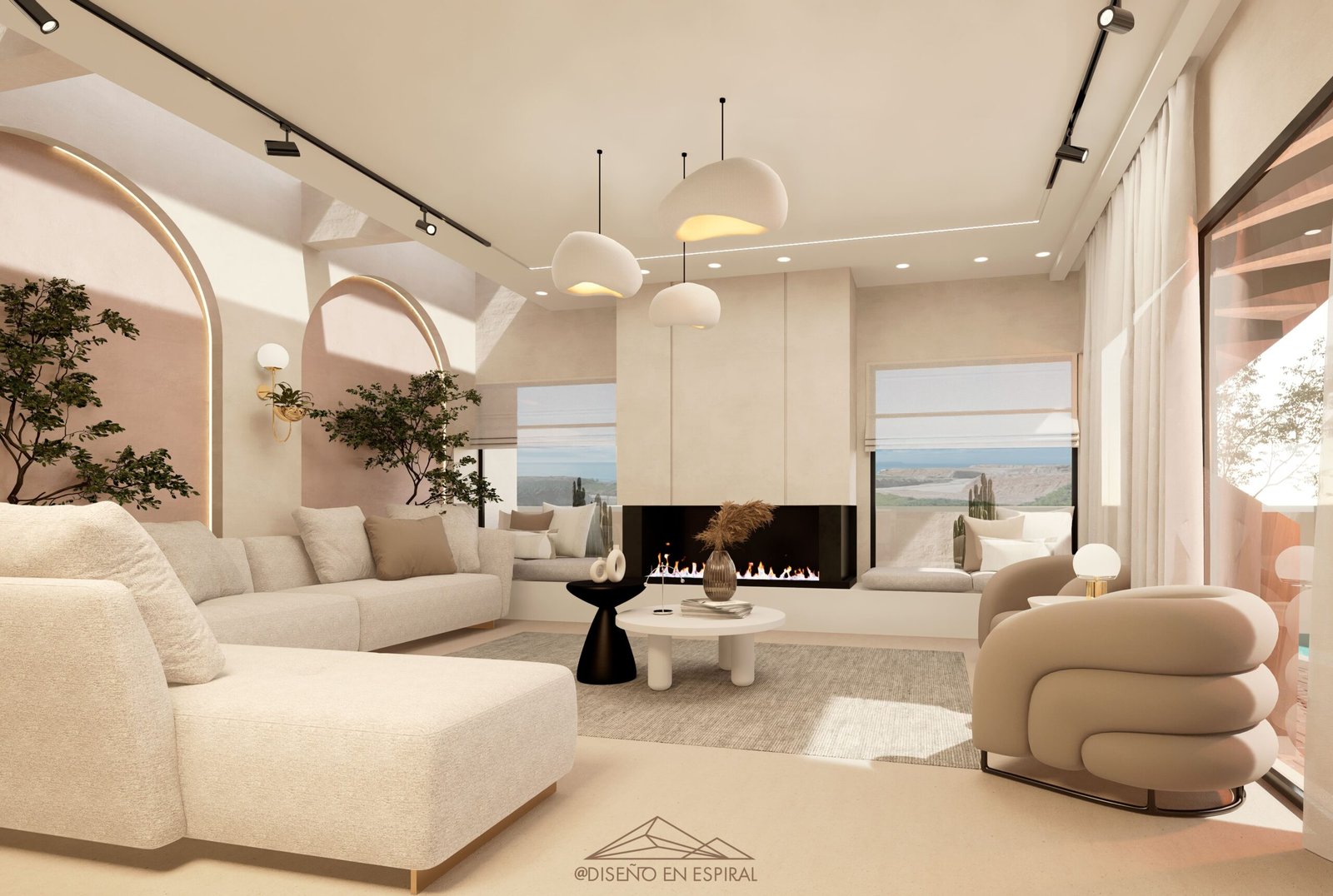 Sala con diseño contemporáneo en Rosarito por Diseño en Espiral