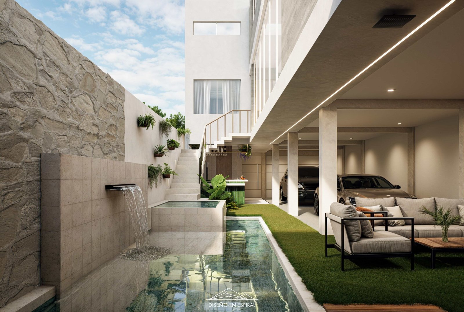 Jardín con diseño contemporáneo en Tijuana por Diseño en Espiral