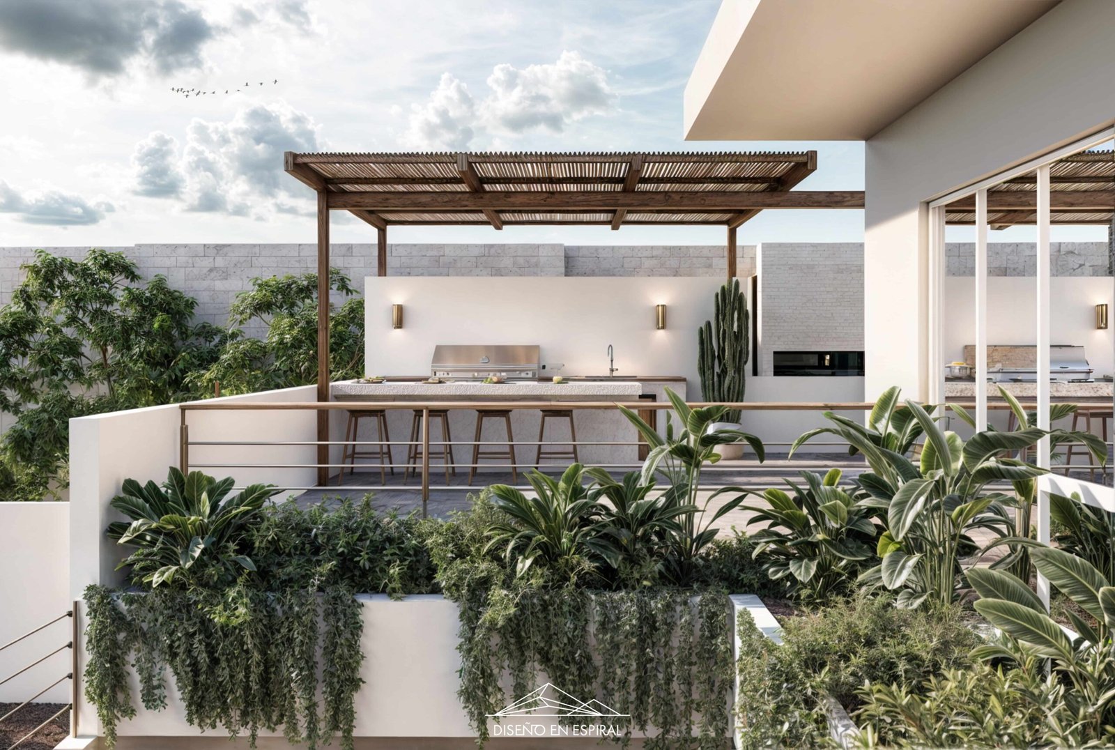 Terraza con diseño contemporáneo en Tijuana por Diseño en Espiral