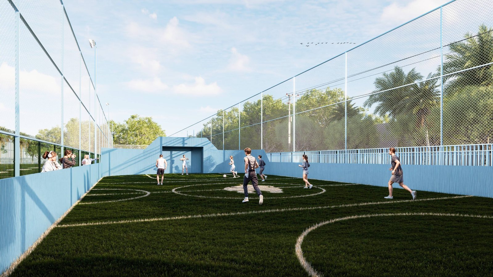 Cancha deportiva de la Preparatoria Lázaro Cárdenas en Tijuana diseñada por Diseño en Espiral