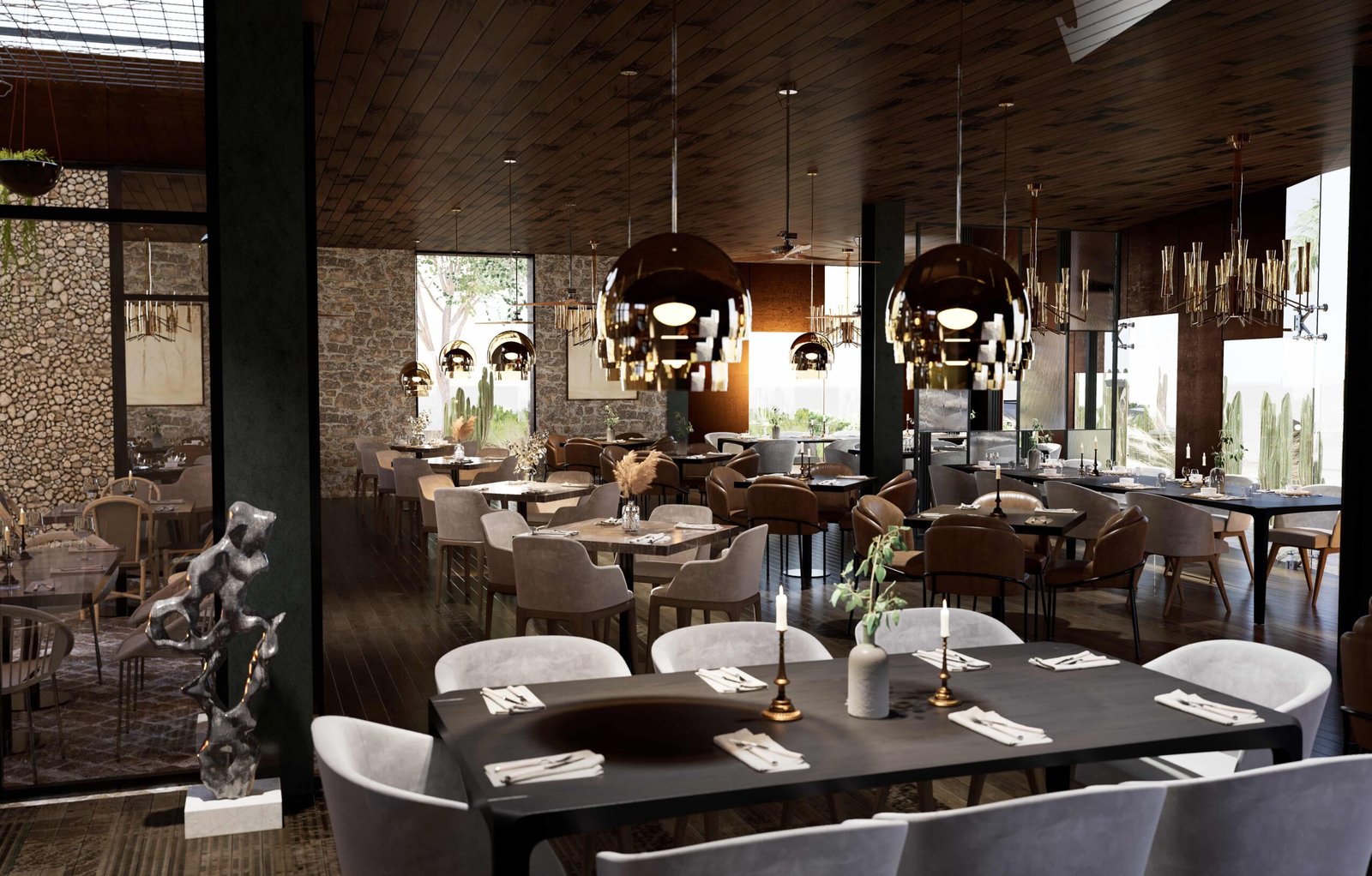 Restaurante moderno en Rosarito diseñado por Diseño en Espiral