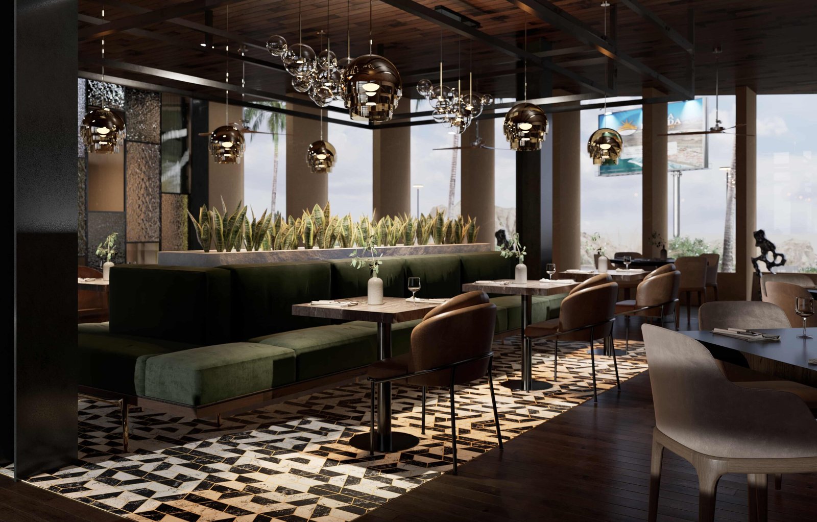 Restaurante moderno en Rosarito diseñado por Diseño en Espiral