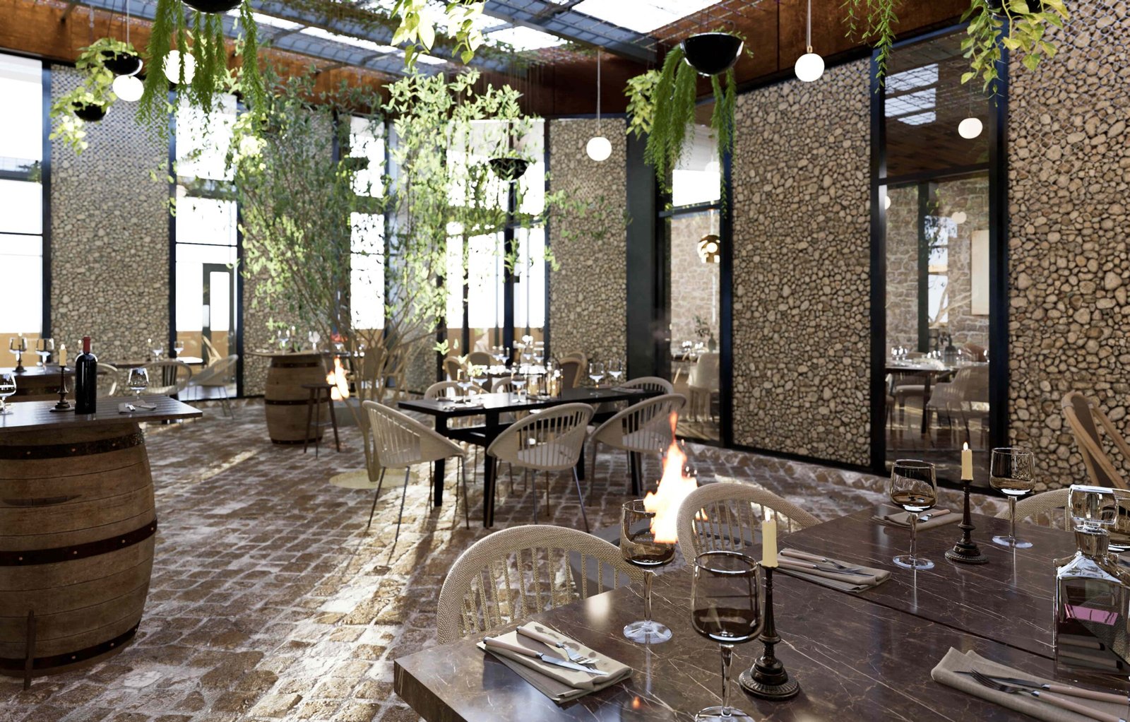 Restaurante moderno en Rosarito diseñado por Diseño en Espiral