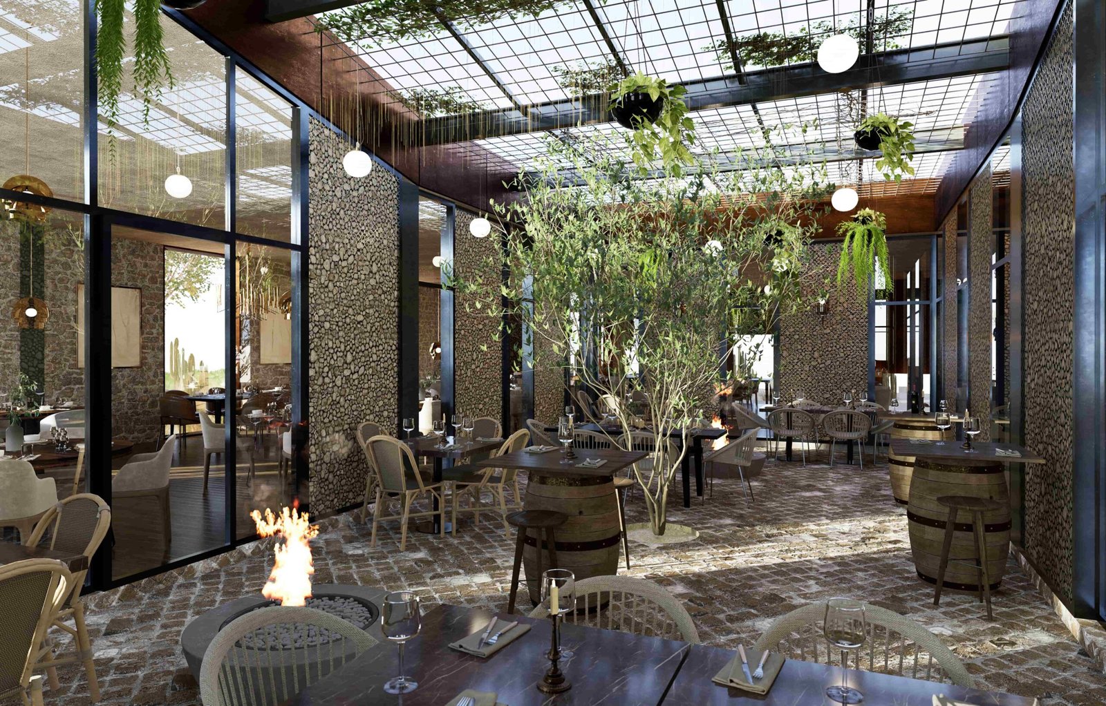 Restaurante moderno en Rosarito diseñado por Diseño en Espiral