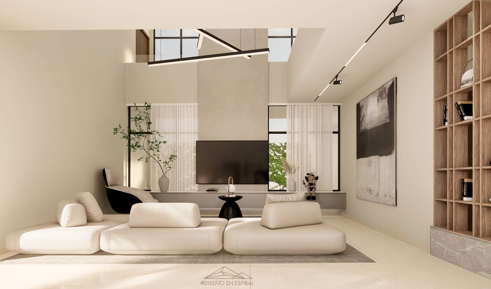 Sala con diseño contemporáneo en Rosarito por Diseño en Espiral